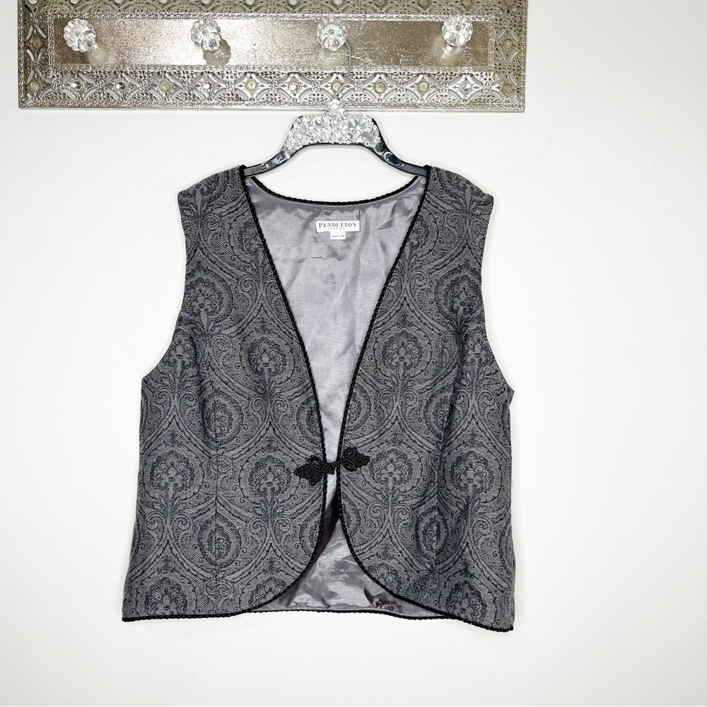 Vintage Pendleton Grey Wool Button Up Vest Large … - image 1